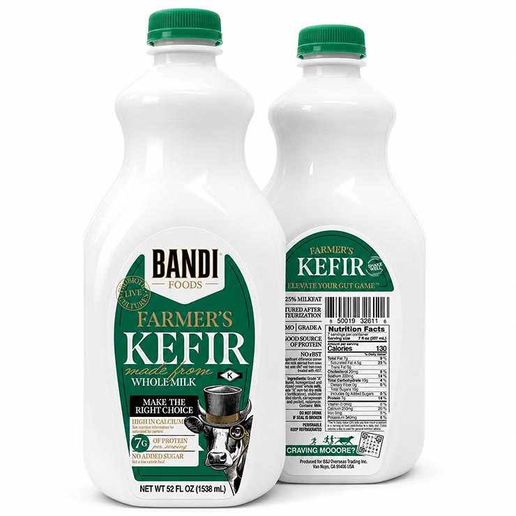 Bottle of Bandi Farmer's Kefir made from whole milk