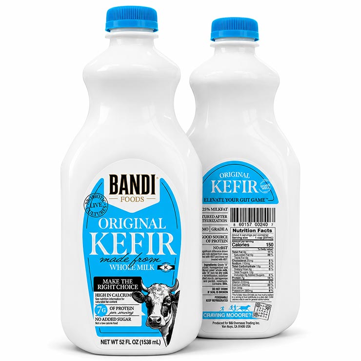 Bottle of classic Bandi Original Kefir made from whole milk
